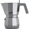 Alessi - Espresso kaffemaskine, 6 kopper - Grå aluminium