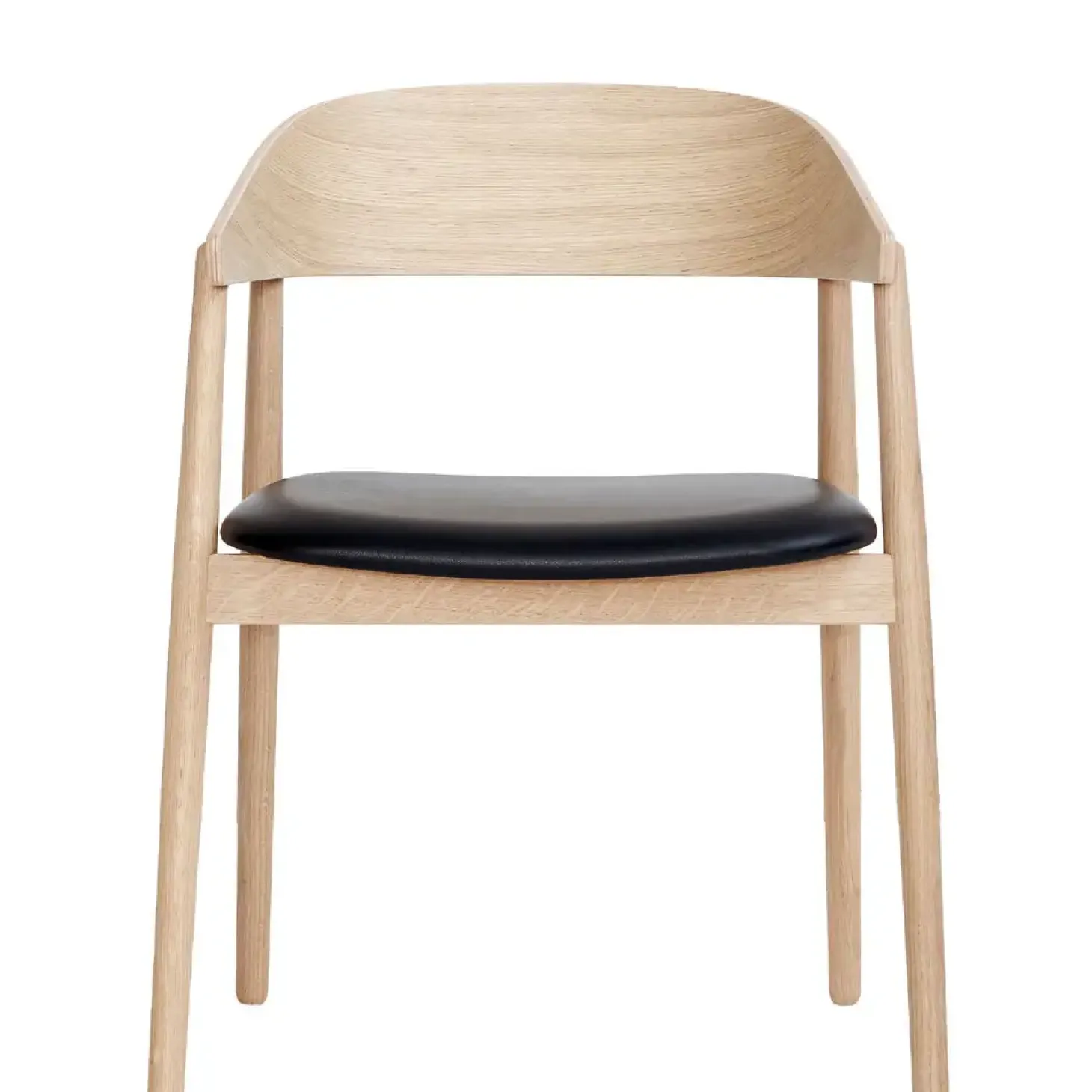 Andersen furniture - AC2 Armstol - Eg hvidpigmenteret mat lak, Sort Læder