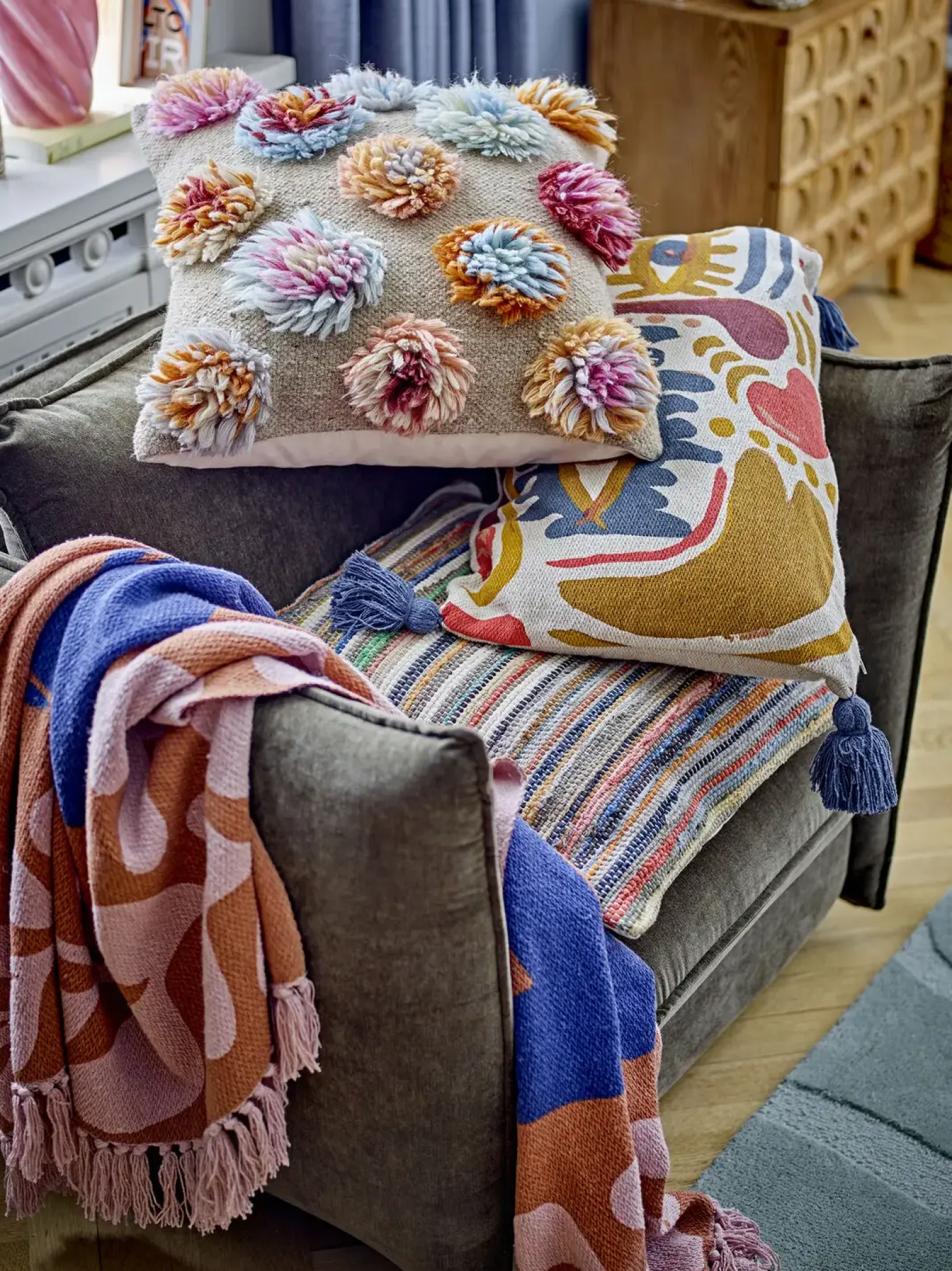 Bloomingville - Atle Plaid, Brun, Genanvendt Bomuld