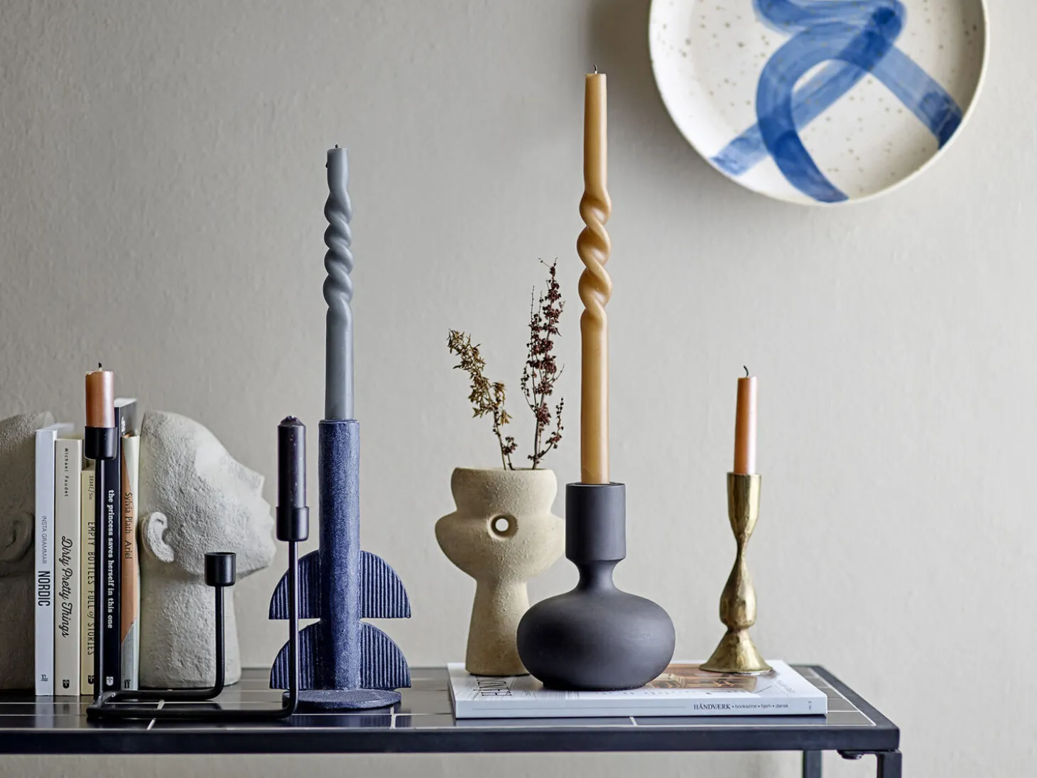 Bloomingville - Twist Stearinlys, Brun, Parafin, sæt med 2 styk
