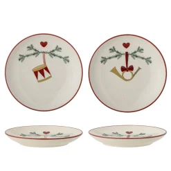 Bloomingville - Yule Juletallerken, Natur, Stentøj - 2 styk - Ø 16 cm