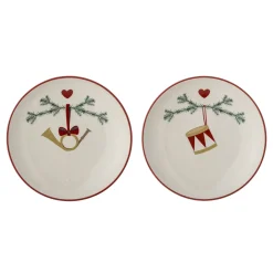 Bloomingville - Yule Juletallerken, Natur, Stentøj - 2 styk - Ø 16 cm