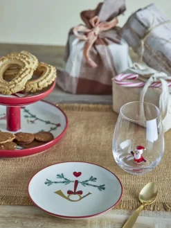 Bloomingville - Yule Juletallerken, Natur, Stentøj - 2 styk - Ø 16 cm