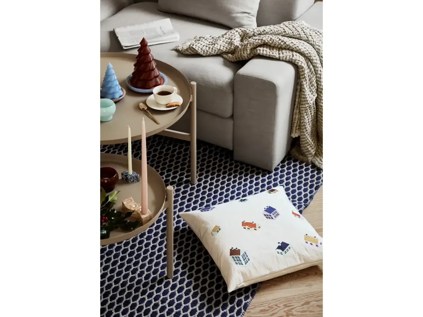 Broste Copenhagen - Fyrfadsstage "Agathe" - Turquise/Blue/Caramel Brown - Sæt af 3