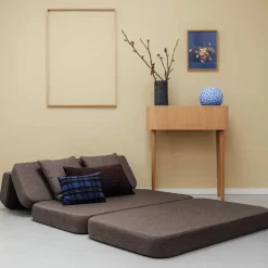 By KlipKlap - KK 3 Fold sofa 120 cm - Brun med sand knapper