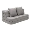 By KlipKlap - KK 3 Fold sofa XL 140 cm - Multigrå med grå knapper