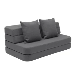By KlipKlap - KK 3 Fold sofa XL 140 cm - Blågrå med grå knapper