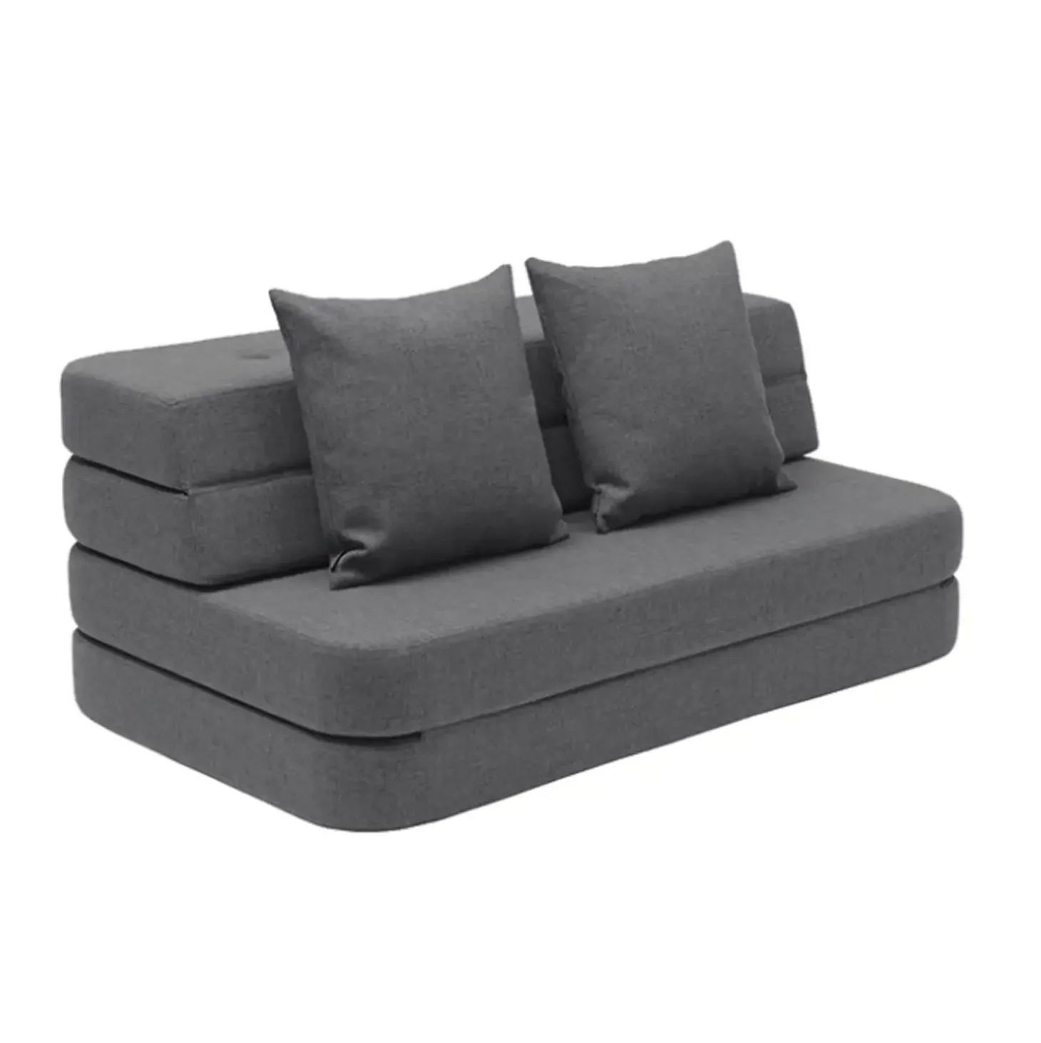 By KlipKlap - KK 3 Fold sofa XL 140 cm - Blågrå med grå knapper