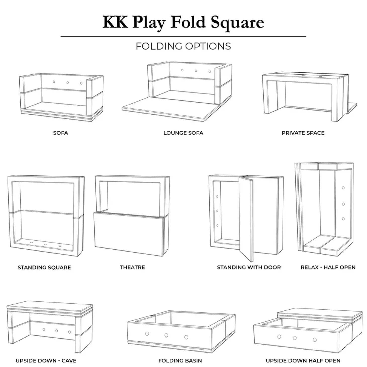 By klipklap - KK Play Fold - Square - Blå Grå m. Grå