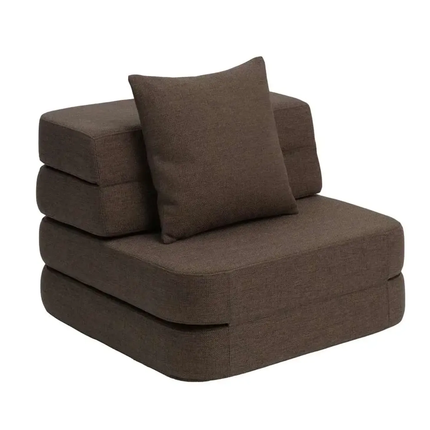 by KlipKlap - Sofa - KK 3 Fold Sofa Single - Brun m. sandfarvet knap