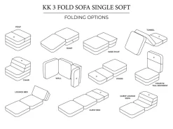 by KlipKlap - Sofa - KK 3 Fold Sofa Single - Brun m. sandfarvet knap