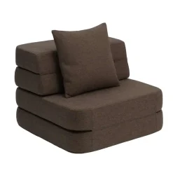 by KlipKlap - Sofa - KK 3 Fold Sofa Single Soft - Brun m. sandfarvet knap