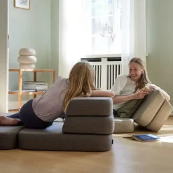 by KlipKlap - Sofa - KK 3 Fold Sofa Single Soft - Brun m. sandfarvet knap