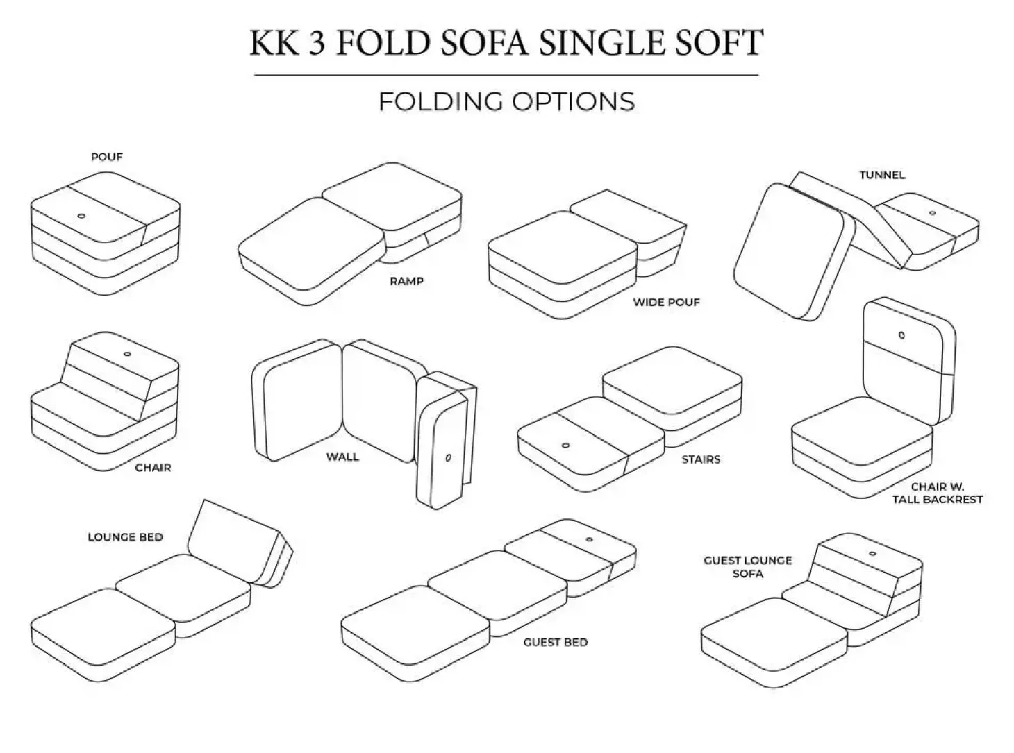 by KlipKlap - Sofa - KK 3 Fold Sofa Single Soft - Sandfarvet
