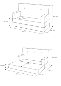 By KlipKlap børnesofa - KK Kids Sofa - Beige med Sandfarvet knap