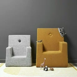 By KlipKlap børnestol - KK Kids chair - Multigrå med grå knap