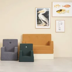 By KlipKlap børnestol - KK Kids chair - Dyb grøn med lysegrøn knap