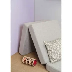 By KlipKlap madras - KK 3 fold single - Beige med sandfarvet knapper