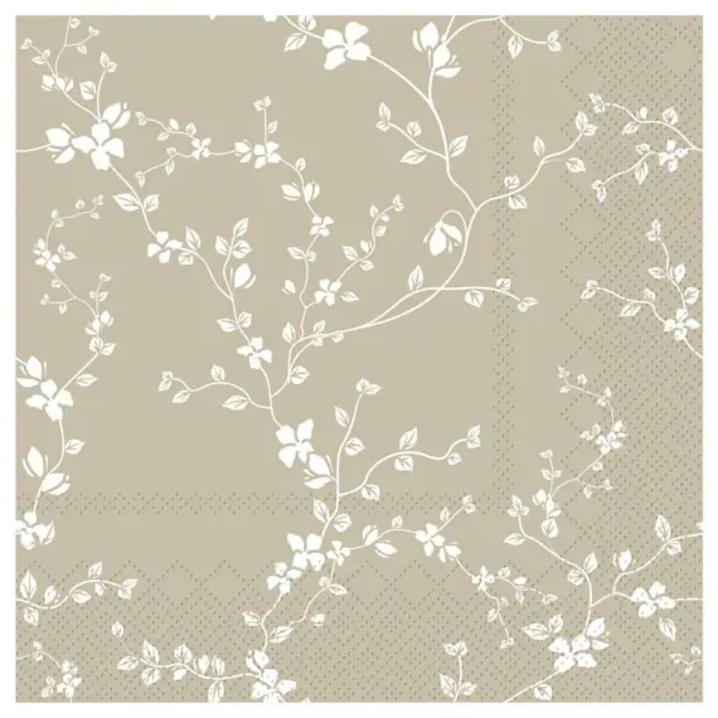 Chic Antique - Serviet - Blomster - 16x16 cm - Lys Latte