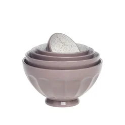 Chic Antique - Skåle - Arés Latteskål m. mønster - Sæt af 5 stk. - Rosa / Taupe