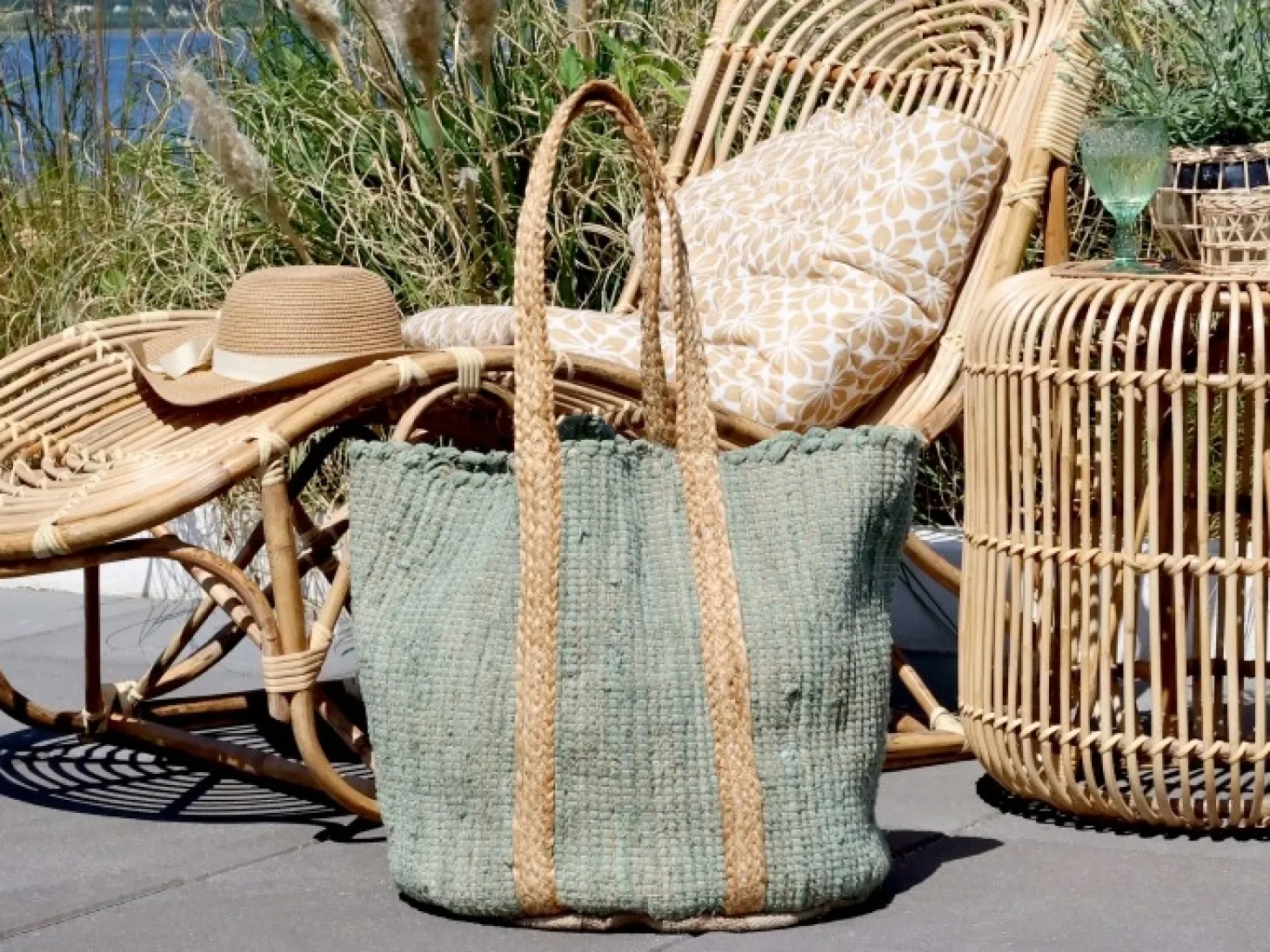 Chic Antique - Strandtaske i genbrugsgarn - 60 x 40 x 30 - Verte