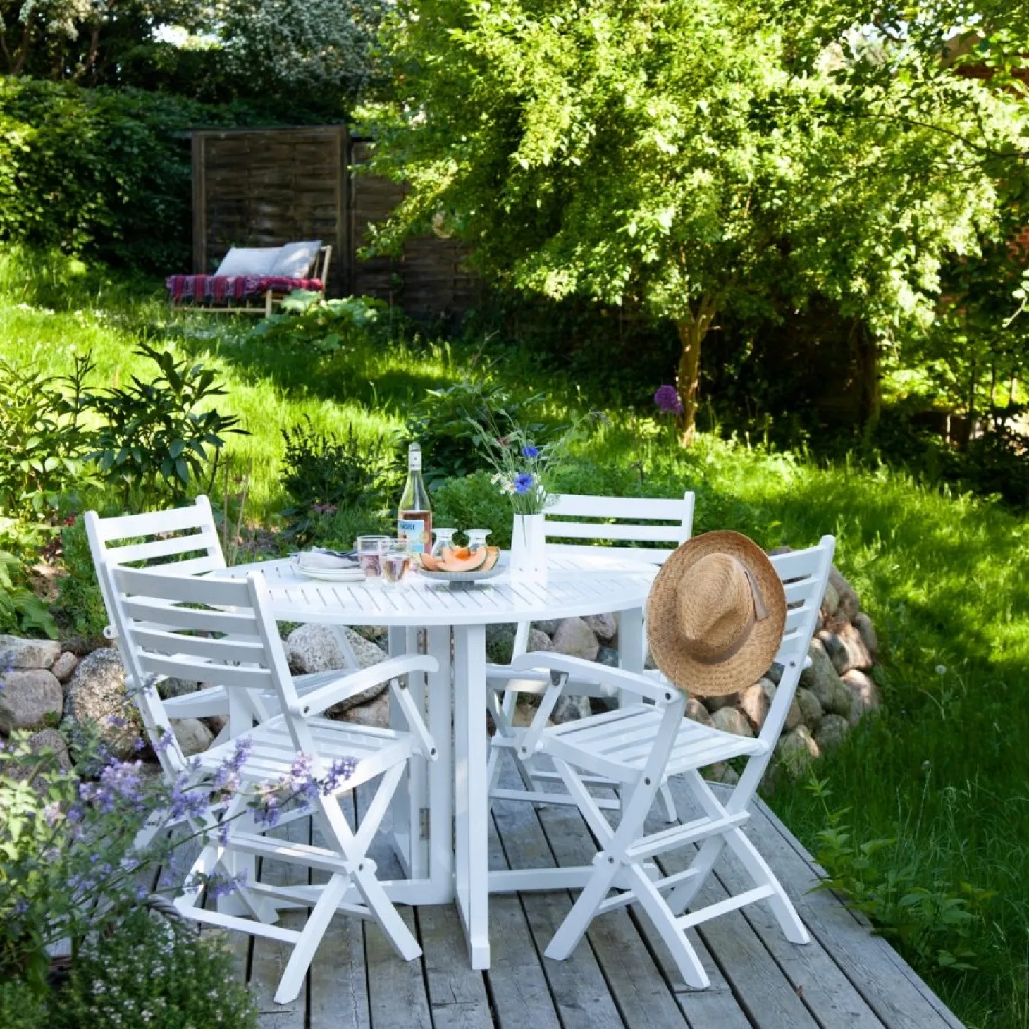 Cinas - Havebord - Butterfly bord rundt Ø110cm PU hvid