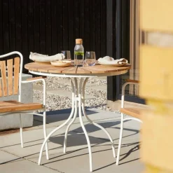 Cinas - Havebord - Ellen cafebord Ø80cm hvid/teak