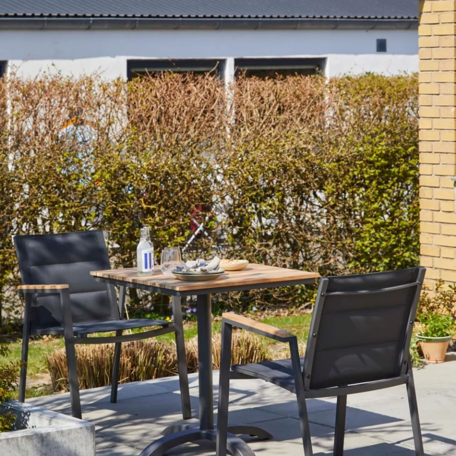 Cinas - Havebord - Mood cafébord 70x70cm antracit/teak
