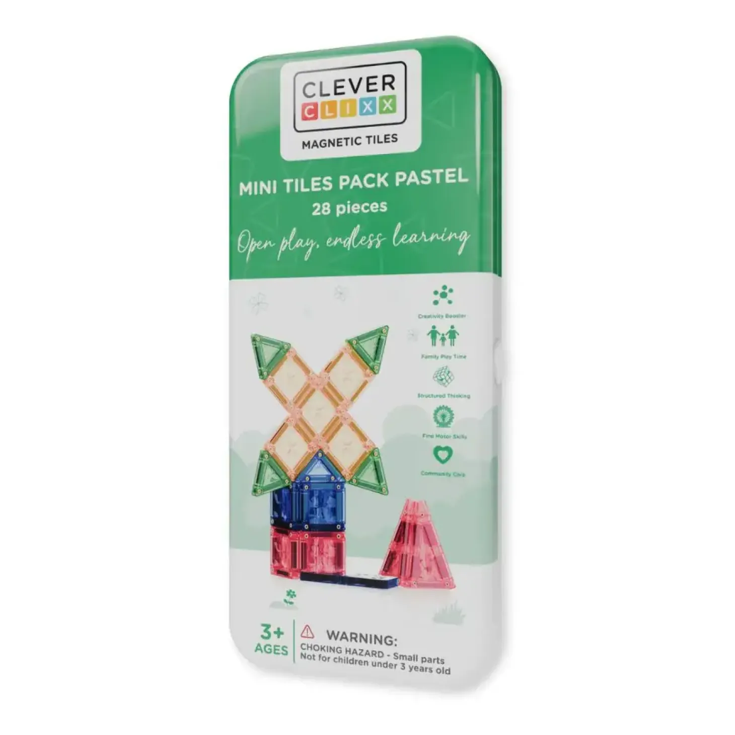 Cleverclixx - Magnetlegetøj - Mini Tiles Pack Pastel - 28 dele