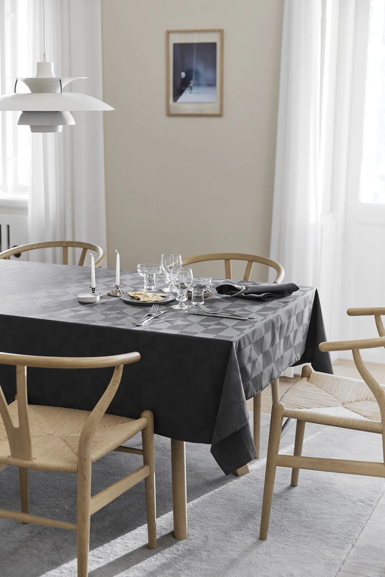 Compliments - Dug - Wind Damask 160x370 cm - Grå