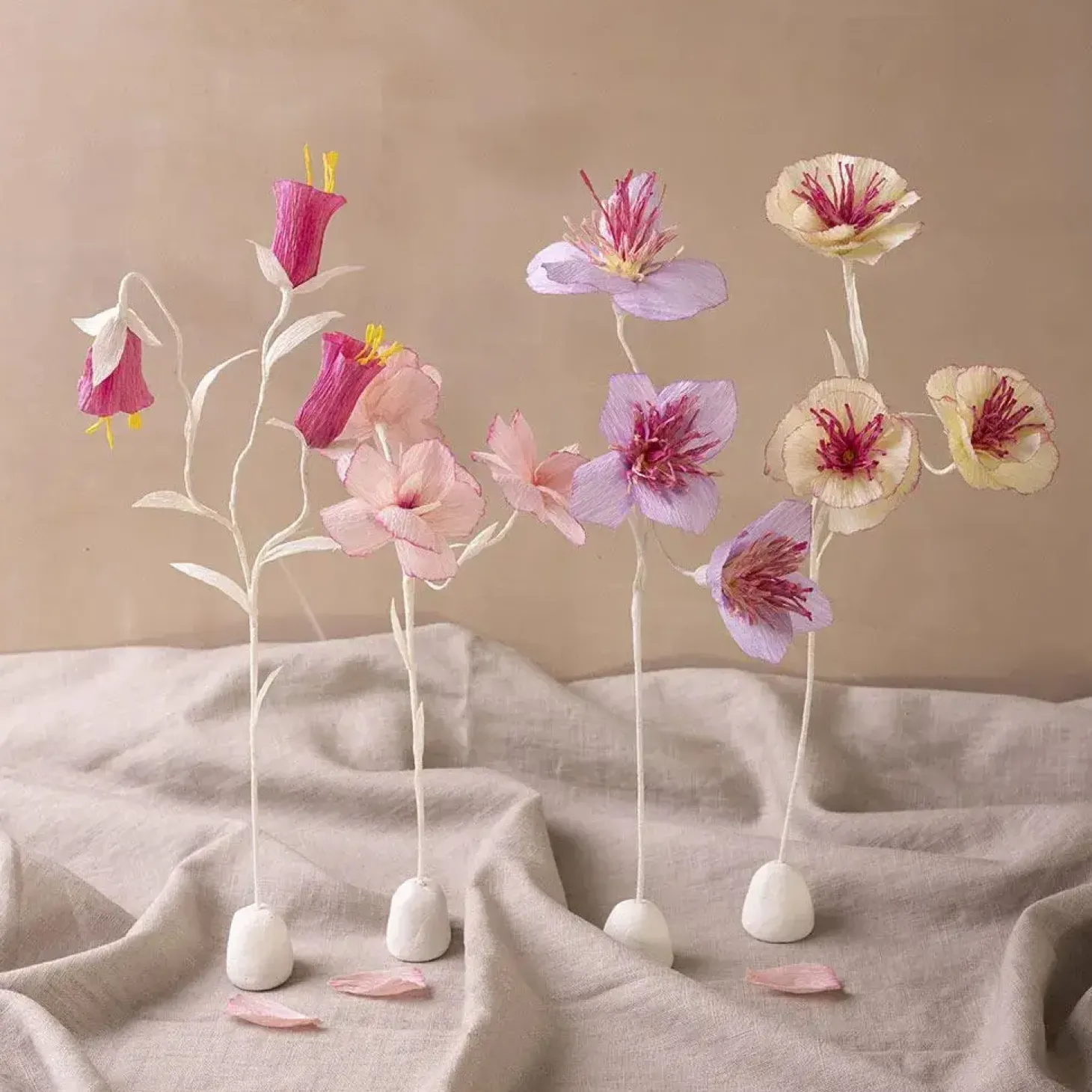 Creativ Company - DIY Kit Crepepapir, pastelfarver, Blomst, 1 pk.