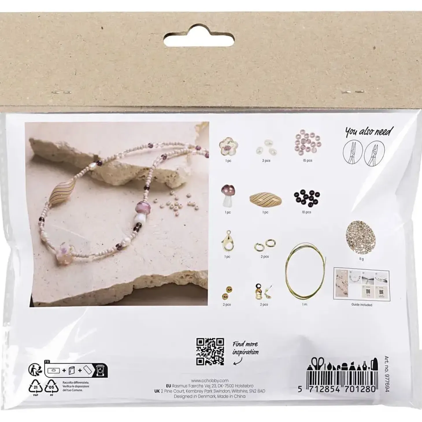 Creativ Company - Mini DIY Kit Smykker, rosa harmoni, Chunky halskæde, 1 pk.