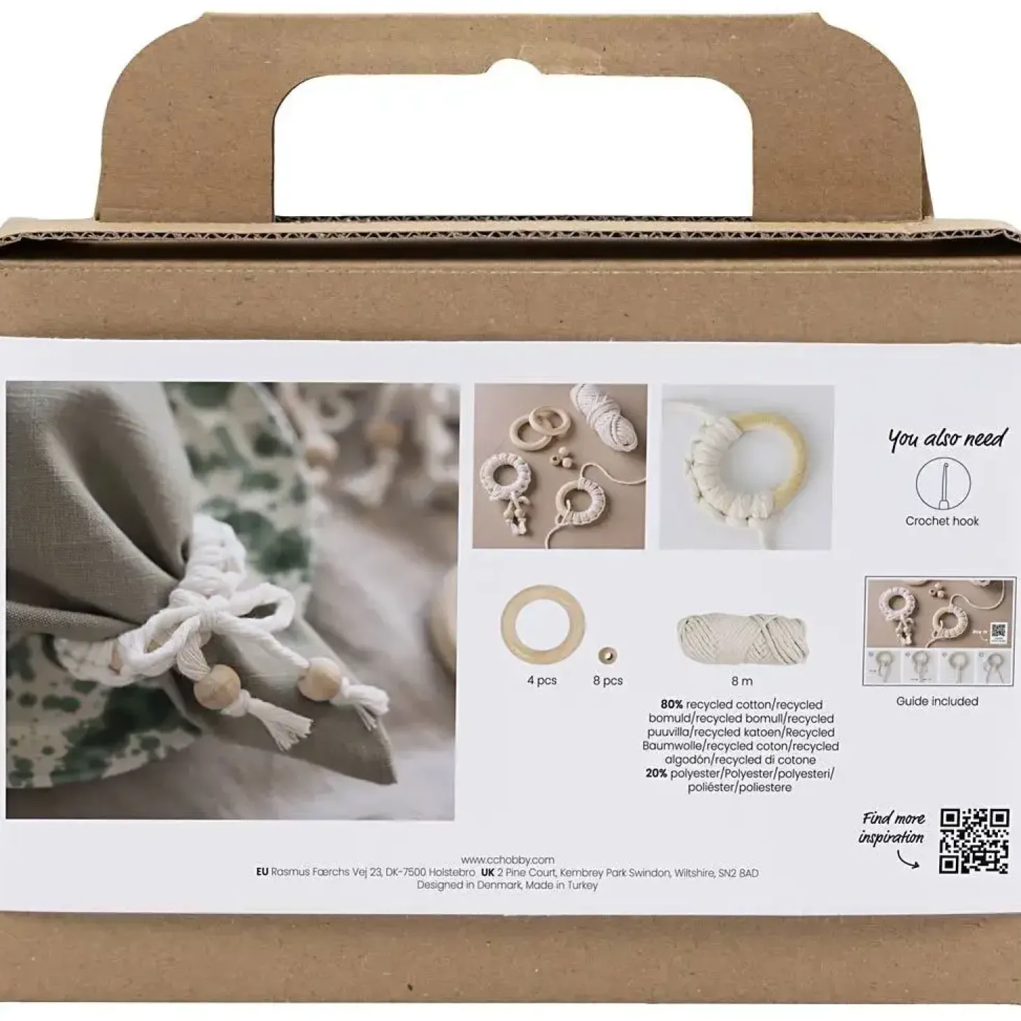 Creativ Company - Mini DIY Kit Macramé, off white, Servietring, 1 pk.