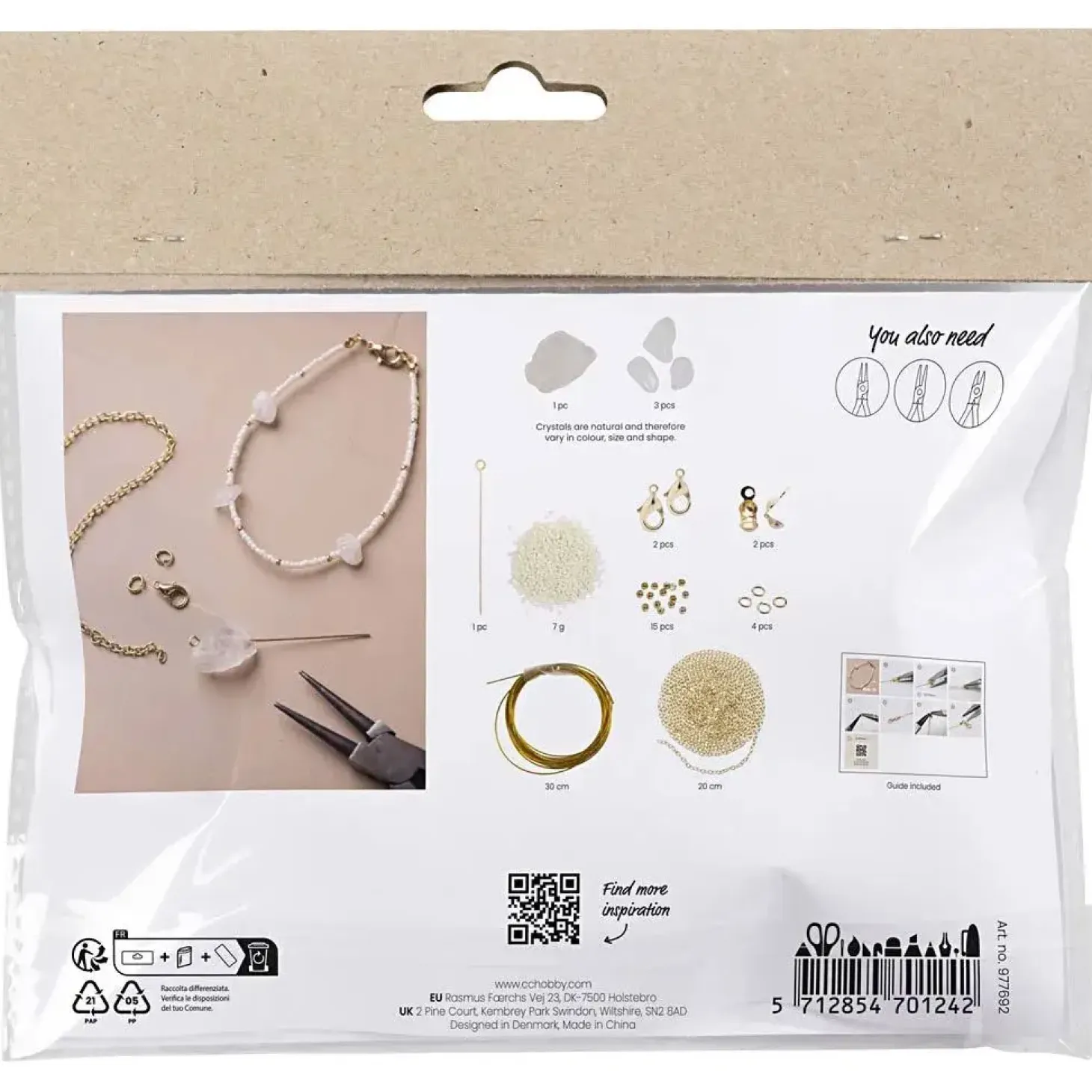 Creativ Company - Mini DIY Kit Smykker, Bjergkrystalarmbånd, 1 pk.
