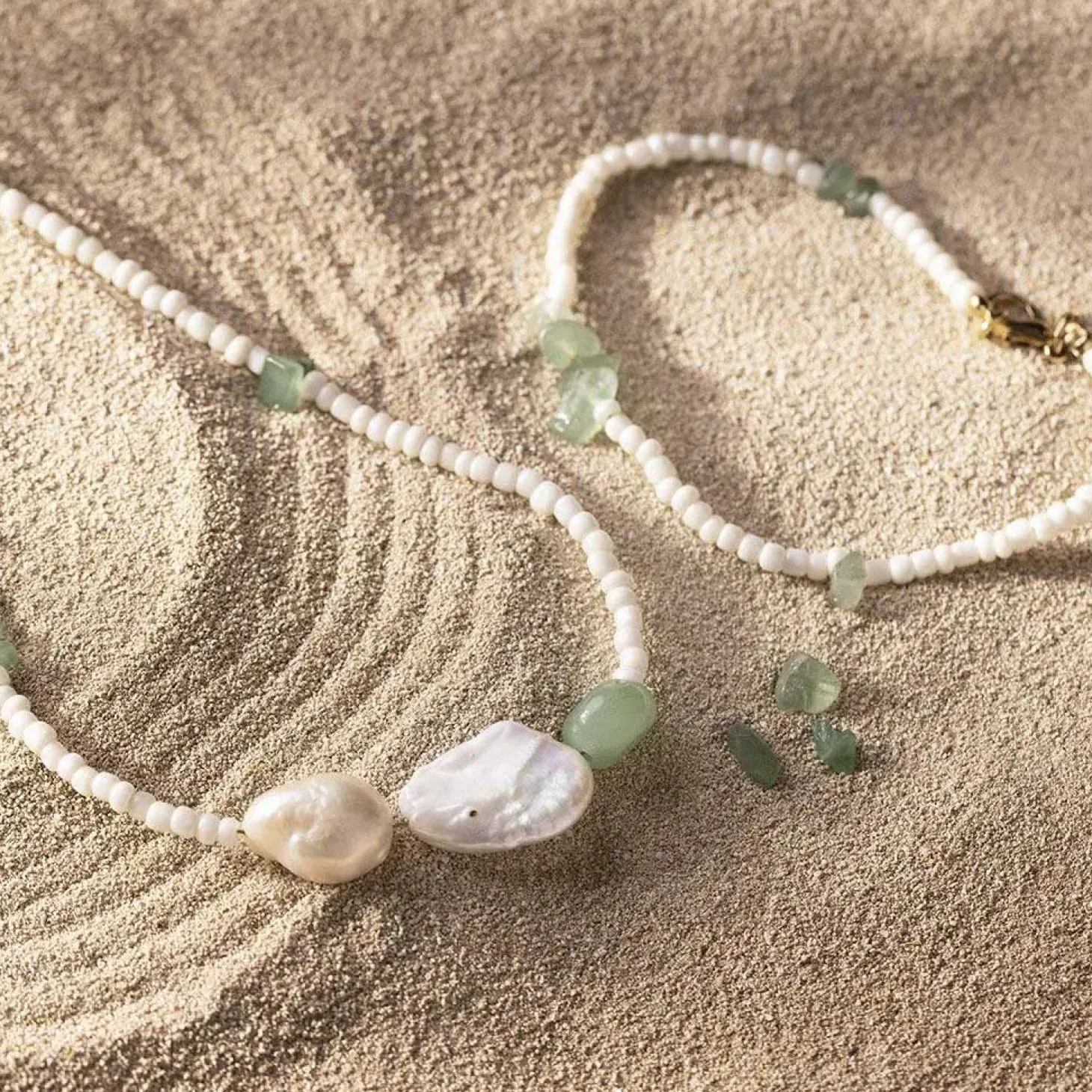 Creativ Company - Mini DIY Kit Smykker, Aventurinhalskæde og -armbånd, 1 pk.