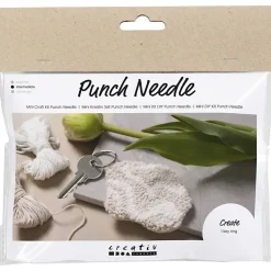 Creativ Company - Mini DIY Kit Punch Needle , beige, Nøglevedhæng, 1 pk.