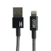 Design Letters - IPhone oplader kabel - "H" - Sort/Hvid