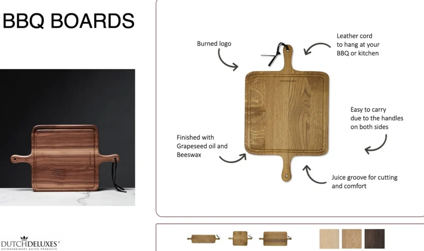 DutchDeluxes - BBQ Board - Square - XL - Valnød