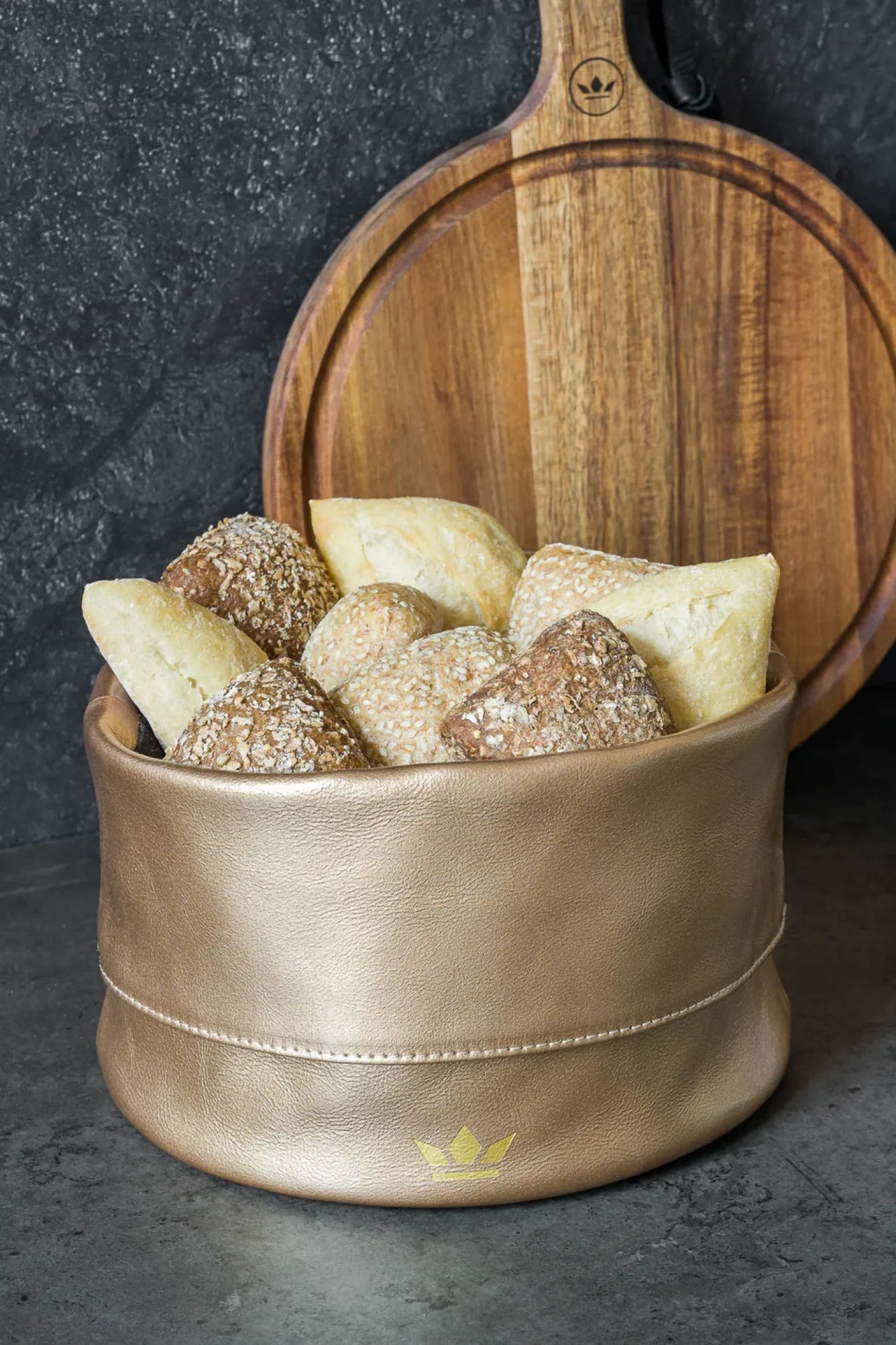 DutchDeluxes - Bread Basket Brødkurv - Ben - Guld læder