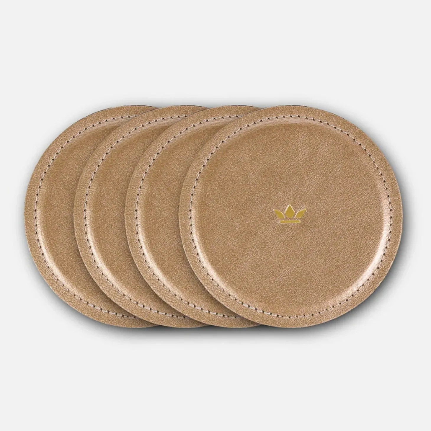 DutchDeluxes - Coaster set of 4 - Glasbrik - Guld læder