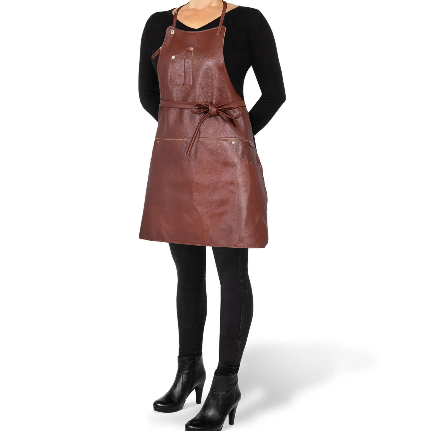 DutchDeluxes - Forklæde - Five Pockets Apron Slim Fit - Brun læder