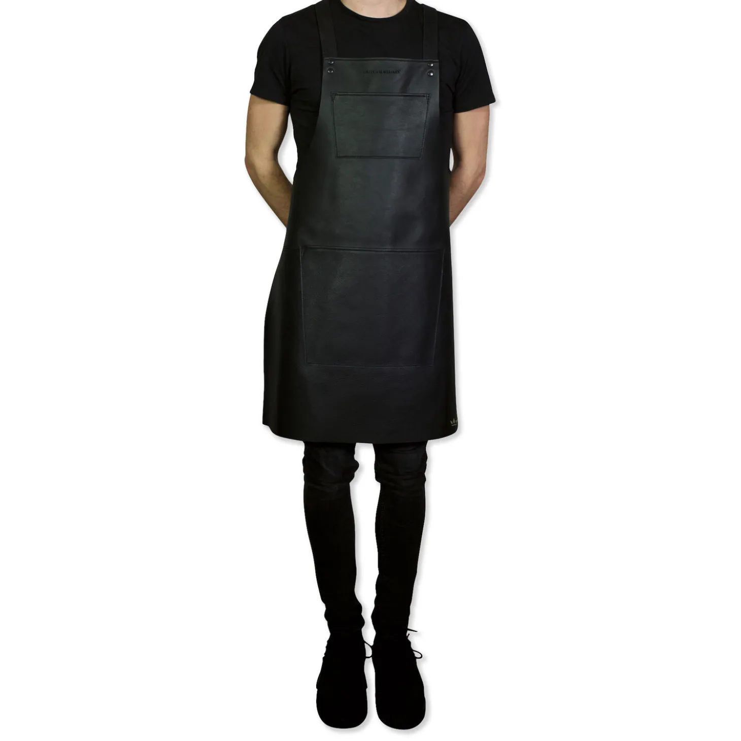 DutchDeluxes - Forklæde - Suspender Style - Sort Læder