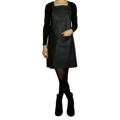 DutchDeluxes - Forklæde - Suspender Style - Sort Læder