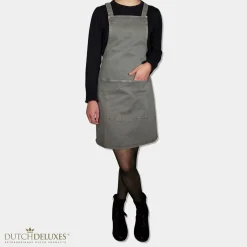 DutchDeluxes - Forklæde - Suspender Style - Denim Grå-Grøn