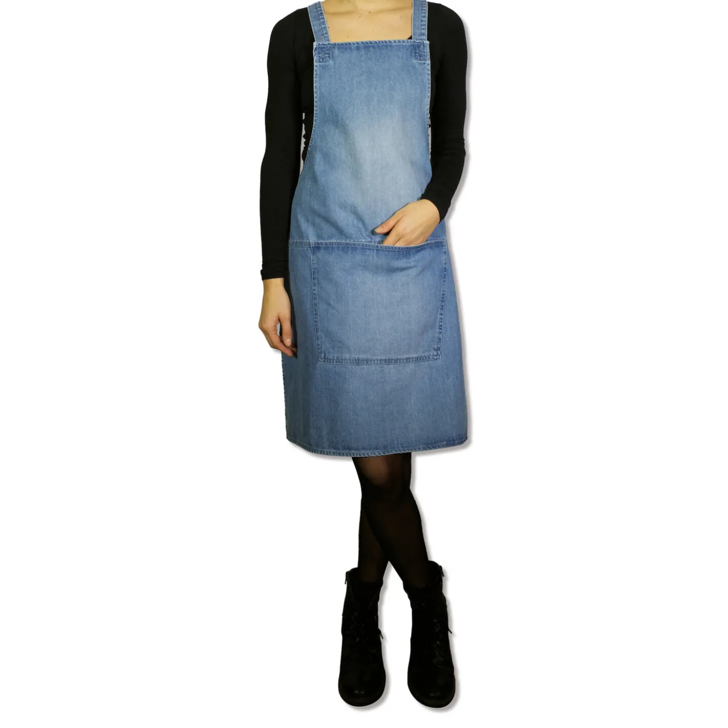 DutchDeluxes - Forklæde - Suspender Style - Denim lys blå