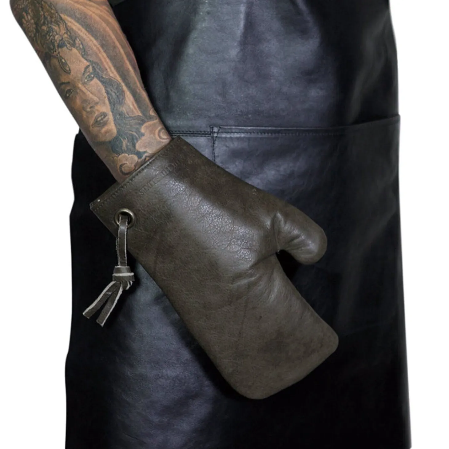 DutchDeluxes - Ovn Handske - Oven Glove - Vintage Grå Læder
