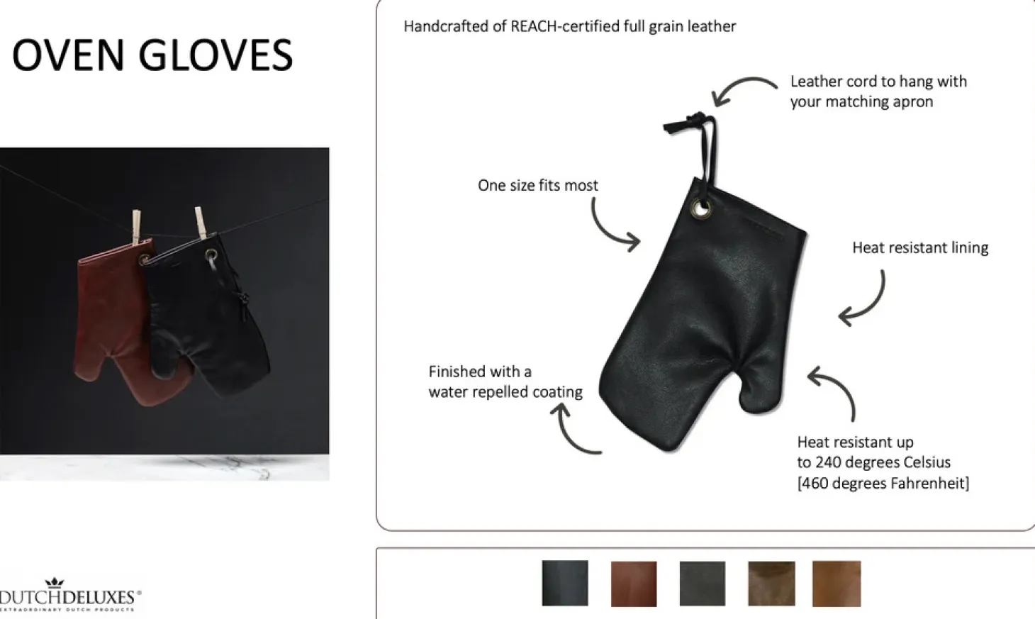 DutchDeluxes - Ovn Handske - Oven Glove - Vintage Grå Læder