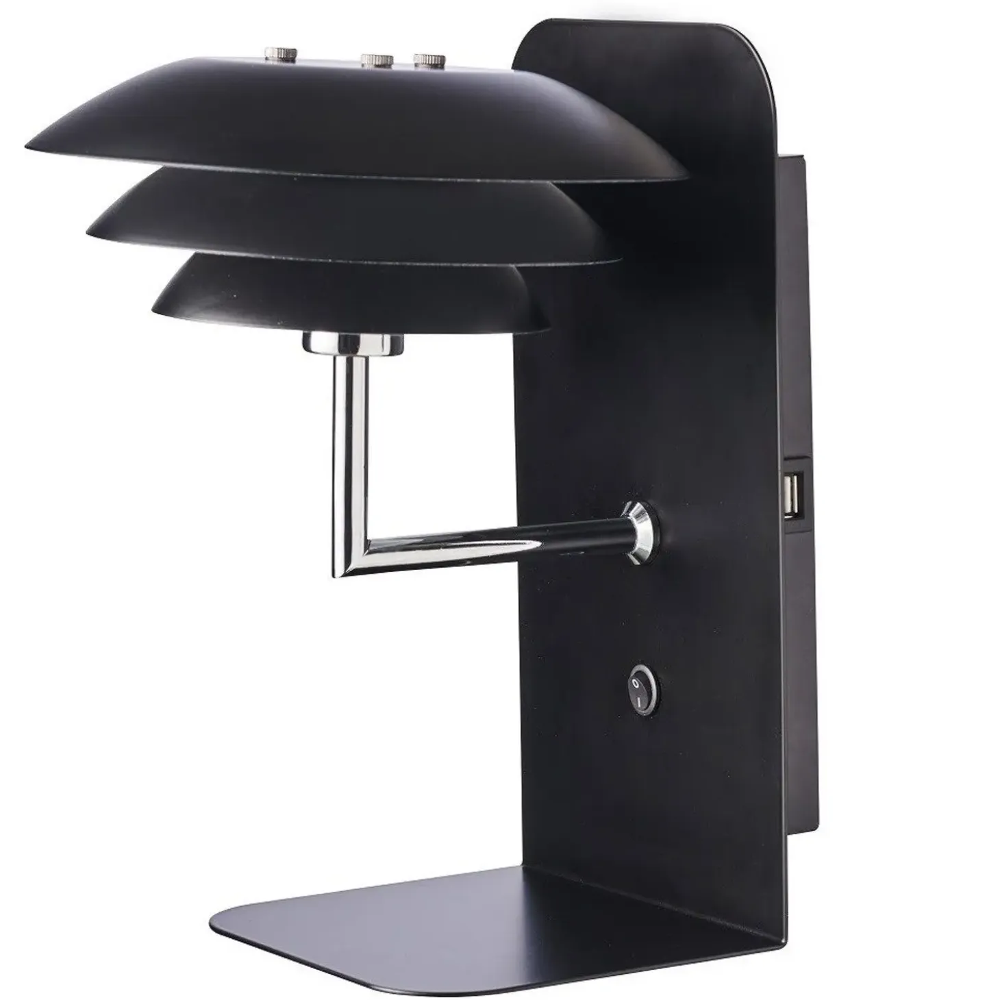 Dyberg Larsen - DL20 USB Hylde inkl. Lampe - Sort