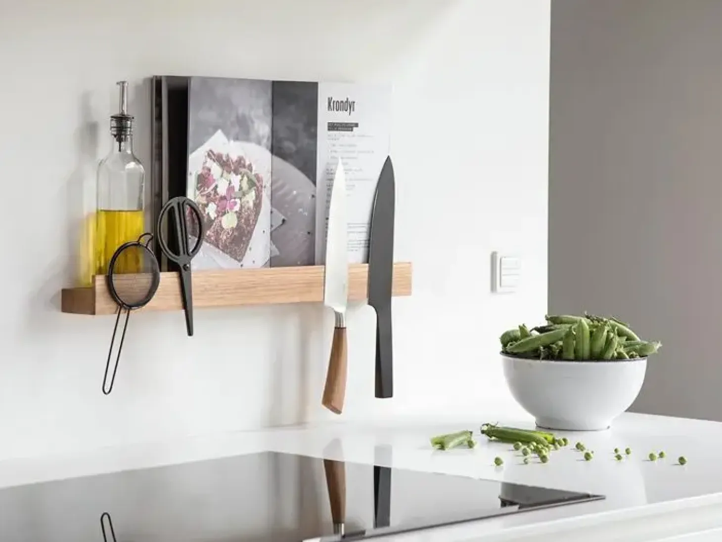 Ekta Living - Knivmagnet Hylde - Magnet Shelf - Nature Eg - 40 cm