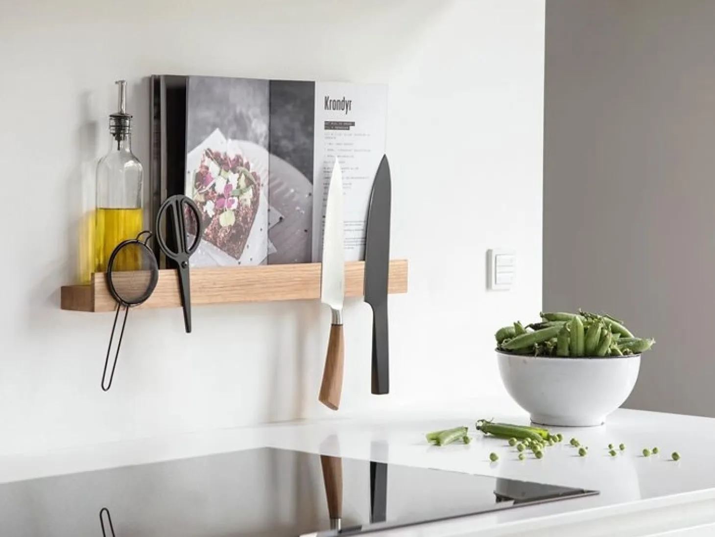 Ekta Living - Knivmagnet Hylde - Magnet Shelf - Nature Eg - 60 cm
